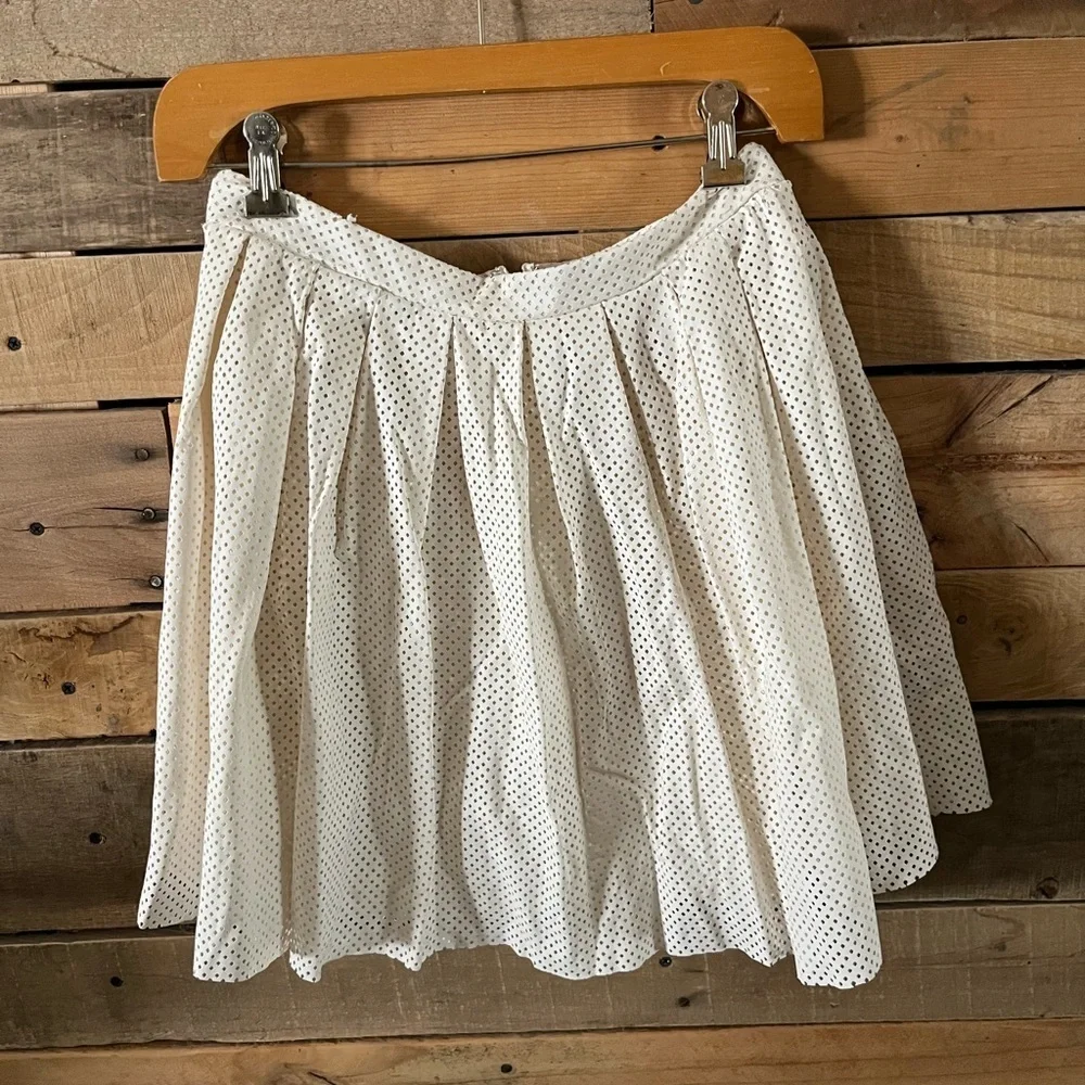 💰 Ivory Perforated Skirt Faux Leather Mini